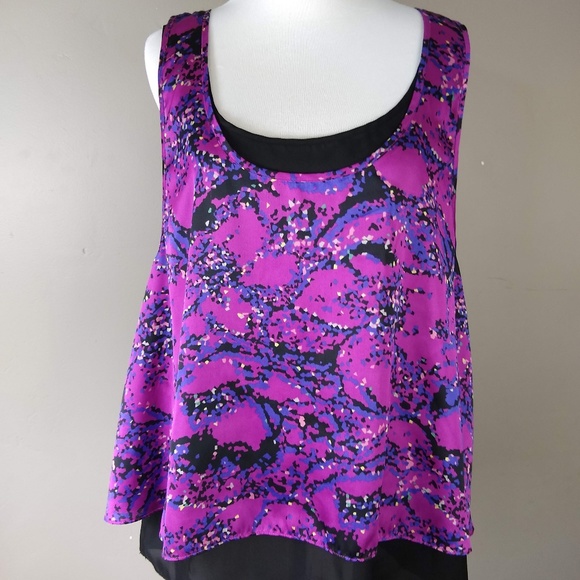 BCBGeneration | Purple Black Sleeveless Blouse - Picture 1 of 8